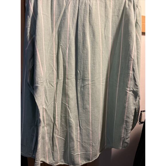 Kenny Rogers Vintage Mens XLT Green Striped Long Sleeve Button Down Cotton Shirt - Picture 10 of 11